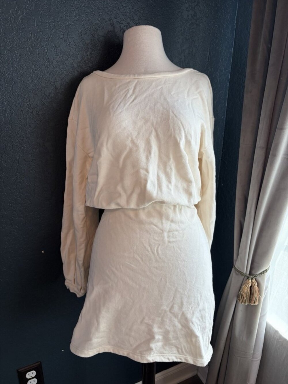 Lovers + Friends Cream White Backless Cotton Sweater Dress Sz S